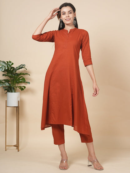 Rust Kali Kurta Set