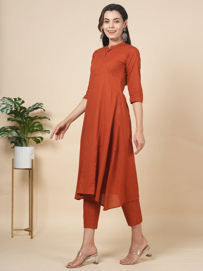 Rust Kali Kurta Set