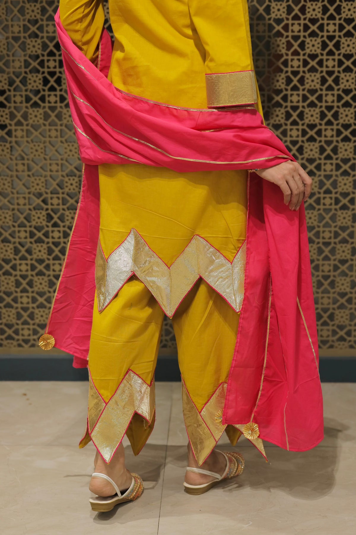 Yellow Choga With Salwar & Dupatta Suit Set