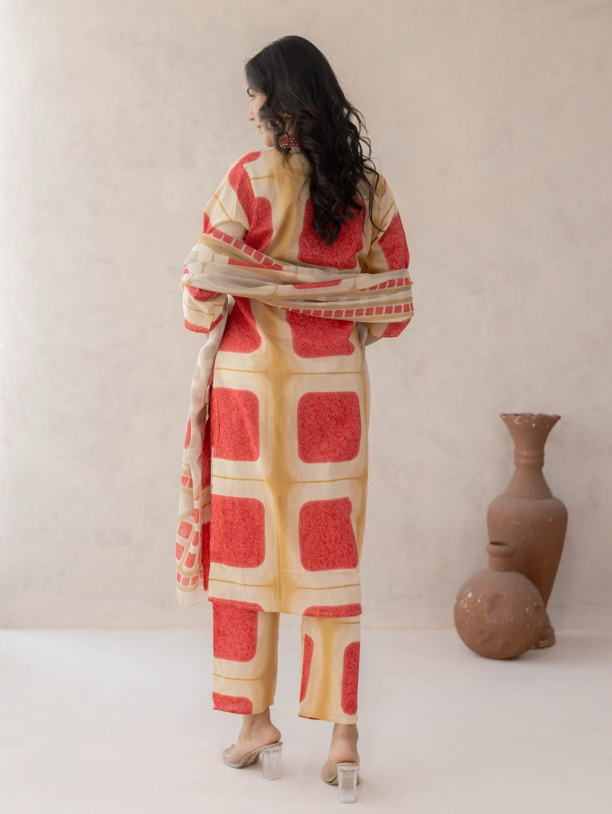 Red Colorblock Suit Set