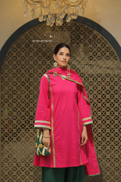 Pink Choga With Salwar Potli & Dupatta Suit Set