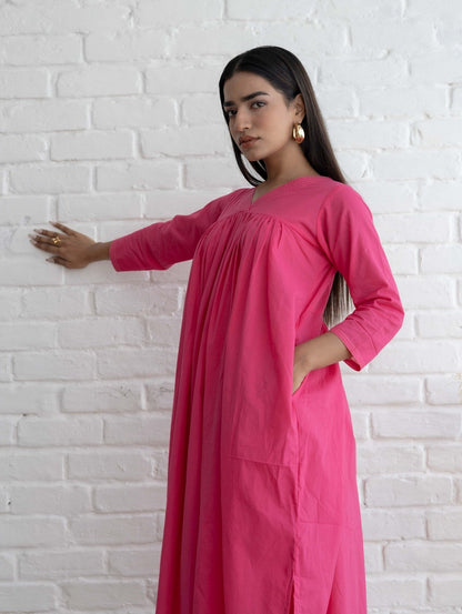 Pink Cotton Kurta Set