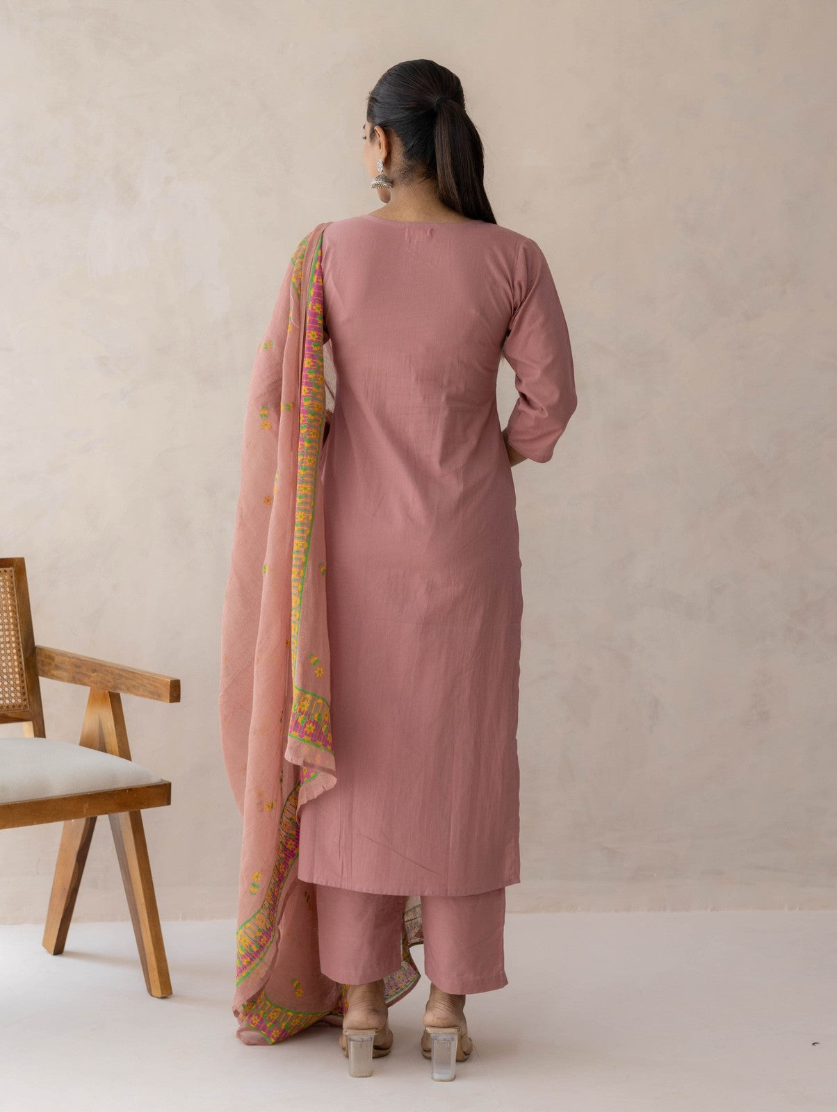 Mauve Cotton Suit Set