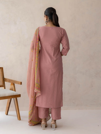 Mauve Cotton Suit Set