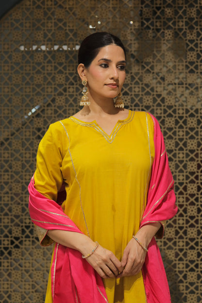 Yellow Choga With Salwar & Dupatta Suit Set