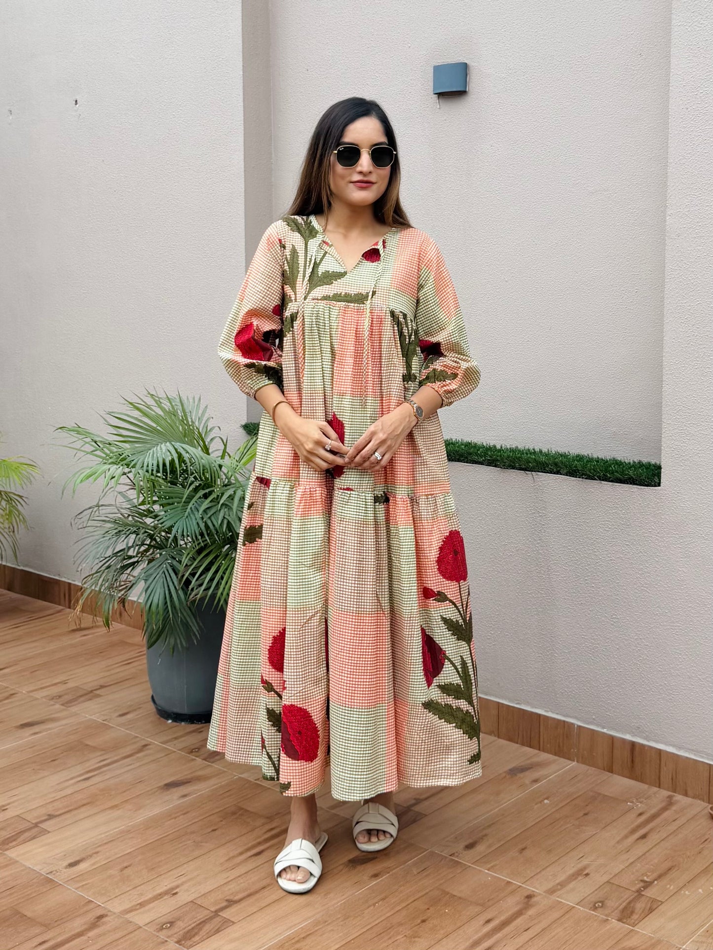 Rose Checked Dress
