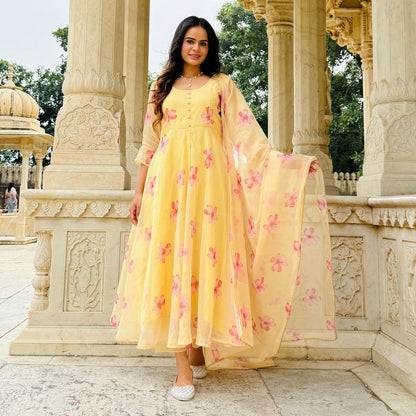 Yellow Organza Suit Set