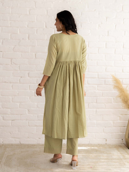 Pastel Green Cotton Kurta Set