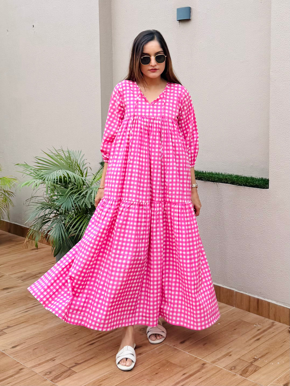 Pink Checked Dress