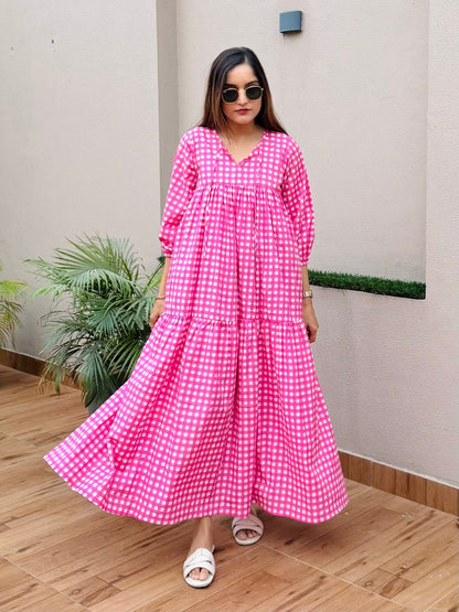 Pink Checked Dress