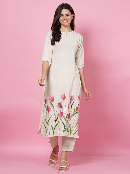 Ivory Handpainted Kurta Set
