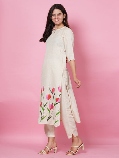 Ivory Handpainted Kurta Set