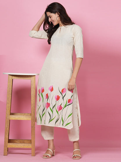 Ivory Handpainted Kurta Set