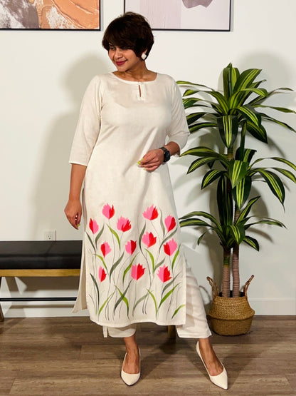 Ivory Handpainted Kurta Set