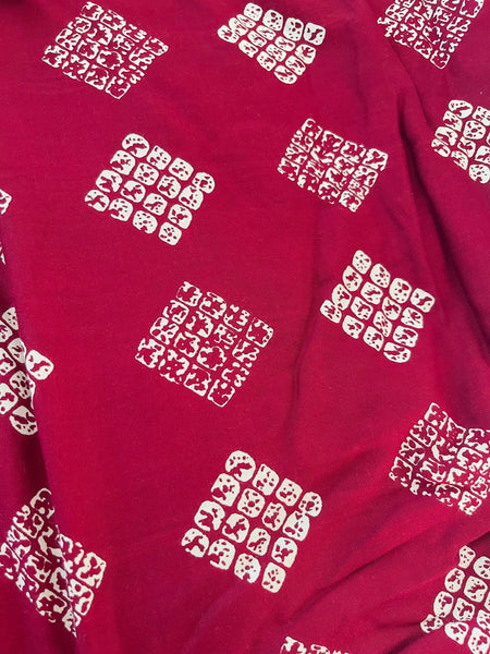Maroon Color Block Printed Fabric