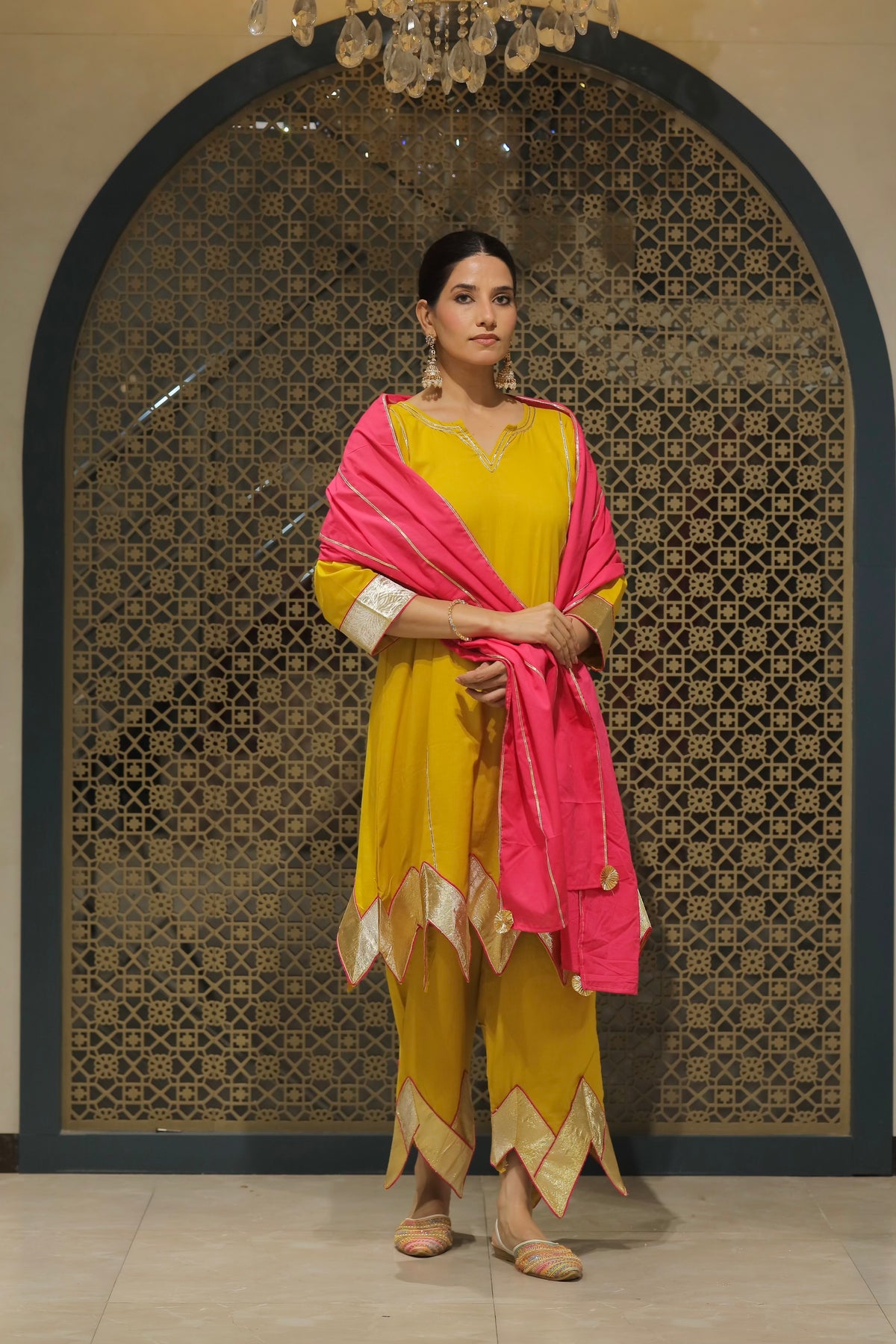 Yellow Choga With Salwar & Dupatta Suit Set
