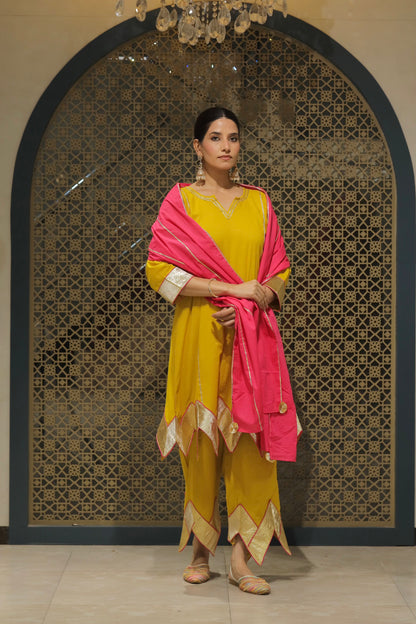 Yellow Choga With Salwar & Dupatta Suit Set