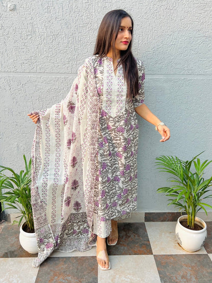 Lilac Handblock Suit Set