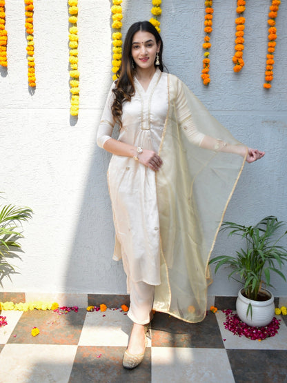Ivory Silk Handwork Suit Set