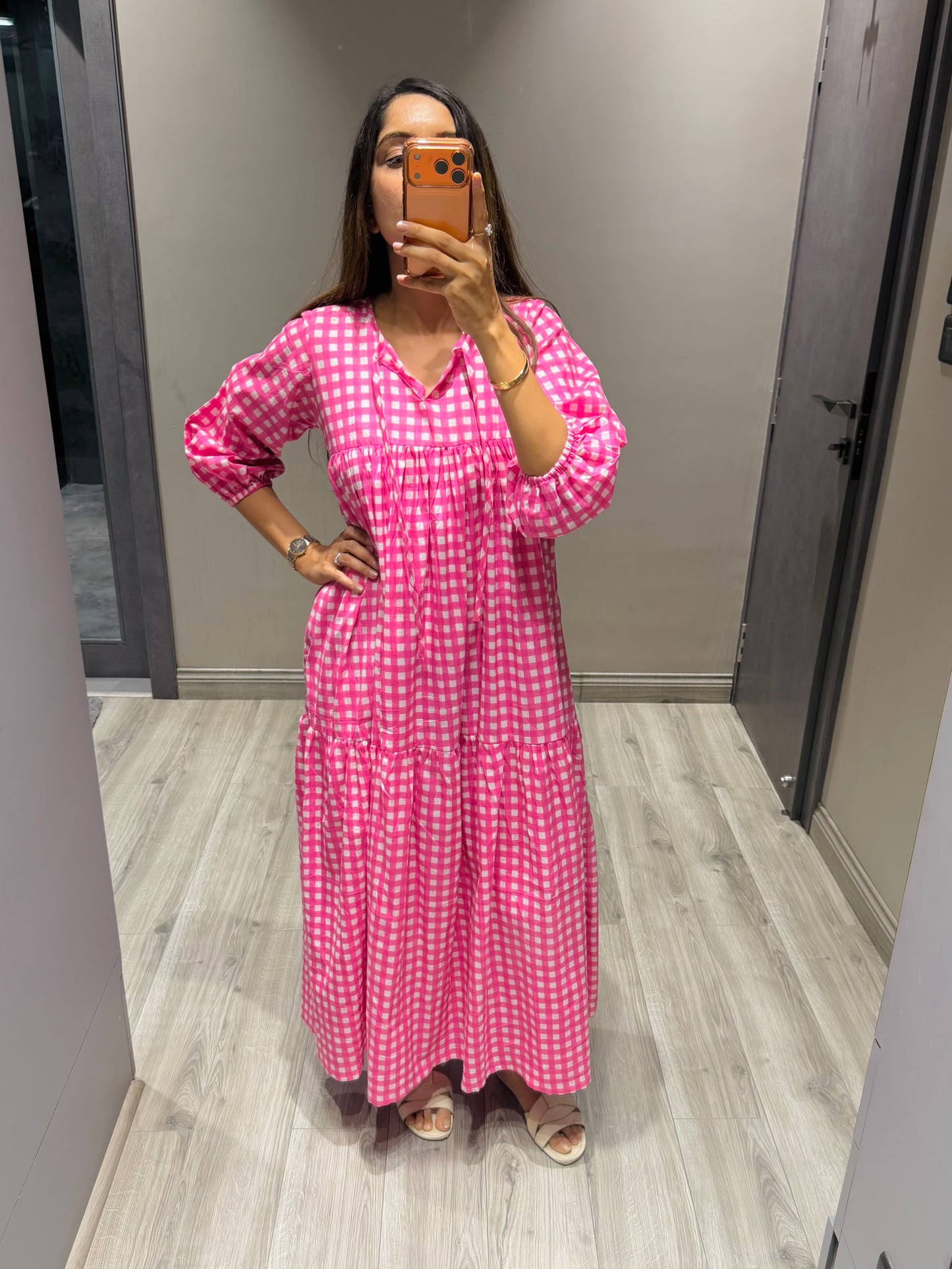 Pink Checked Dress