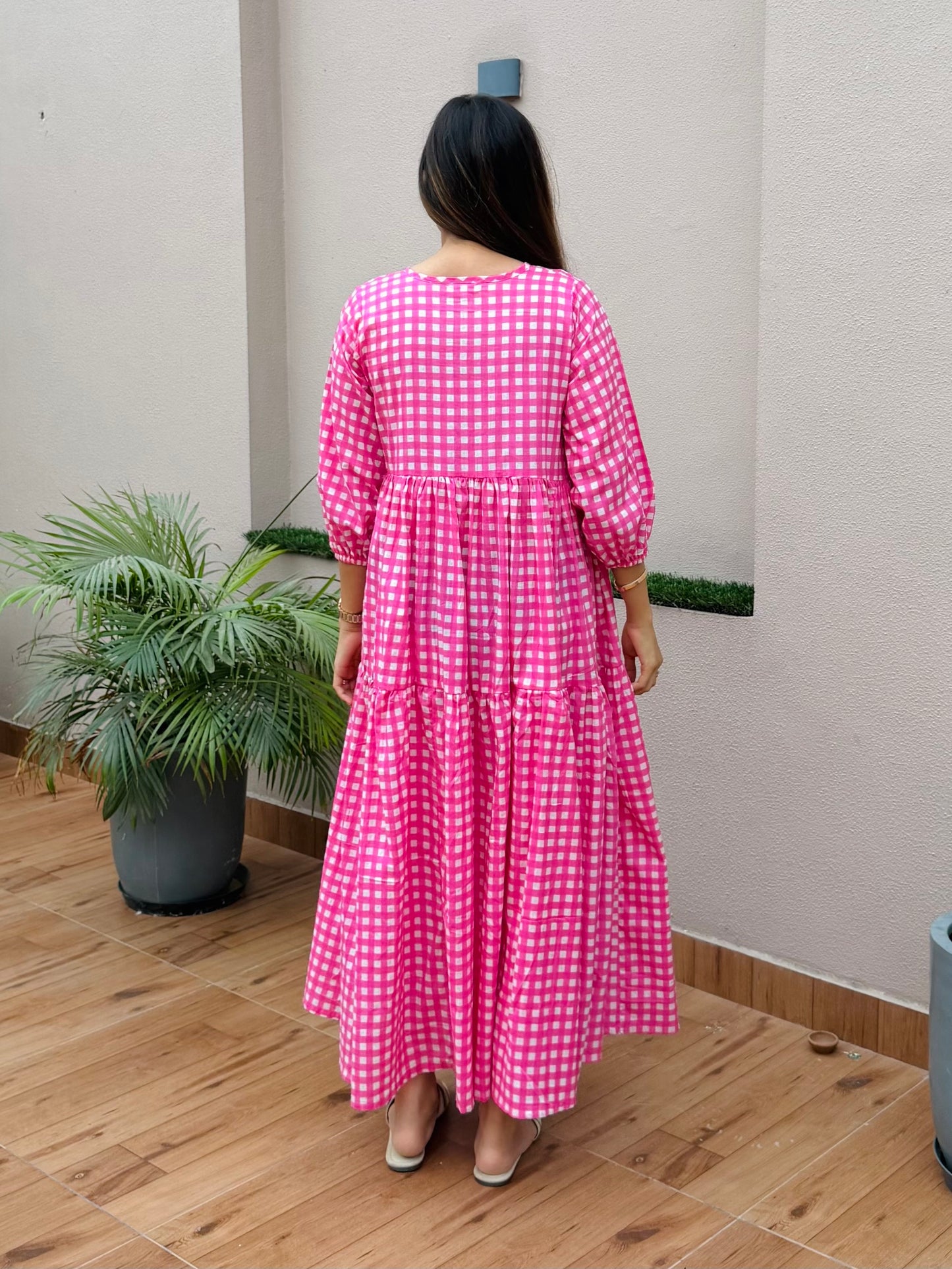 Pink Checked Dress