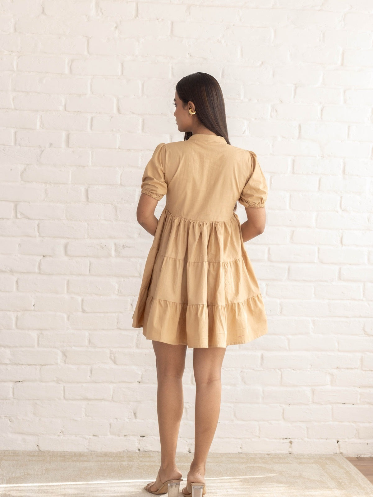 Beige Poplin Tier Dress