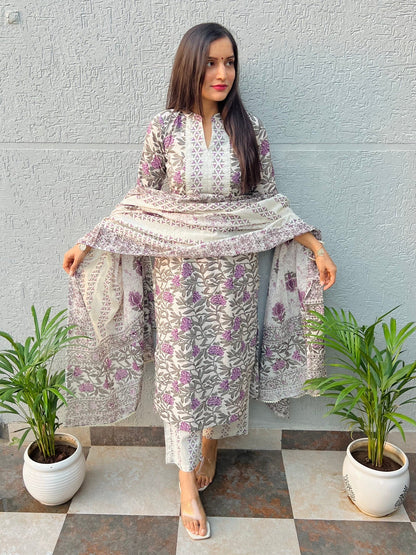 Lilac Handblock Suit Set