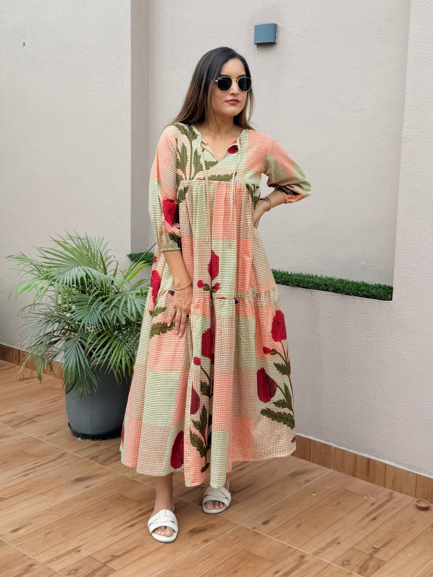 Rose Checked Dress