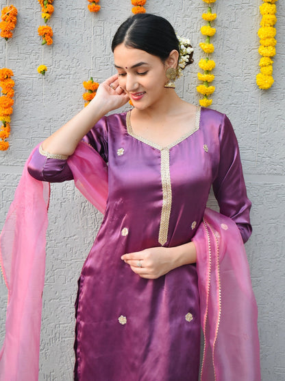 Purple Handwork Suit Set