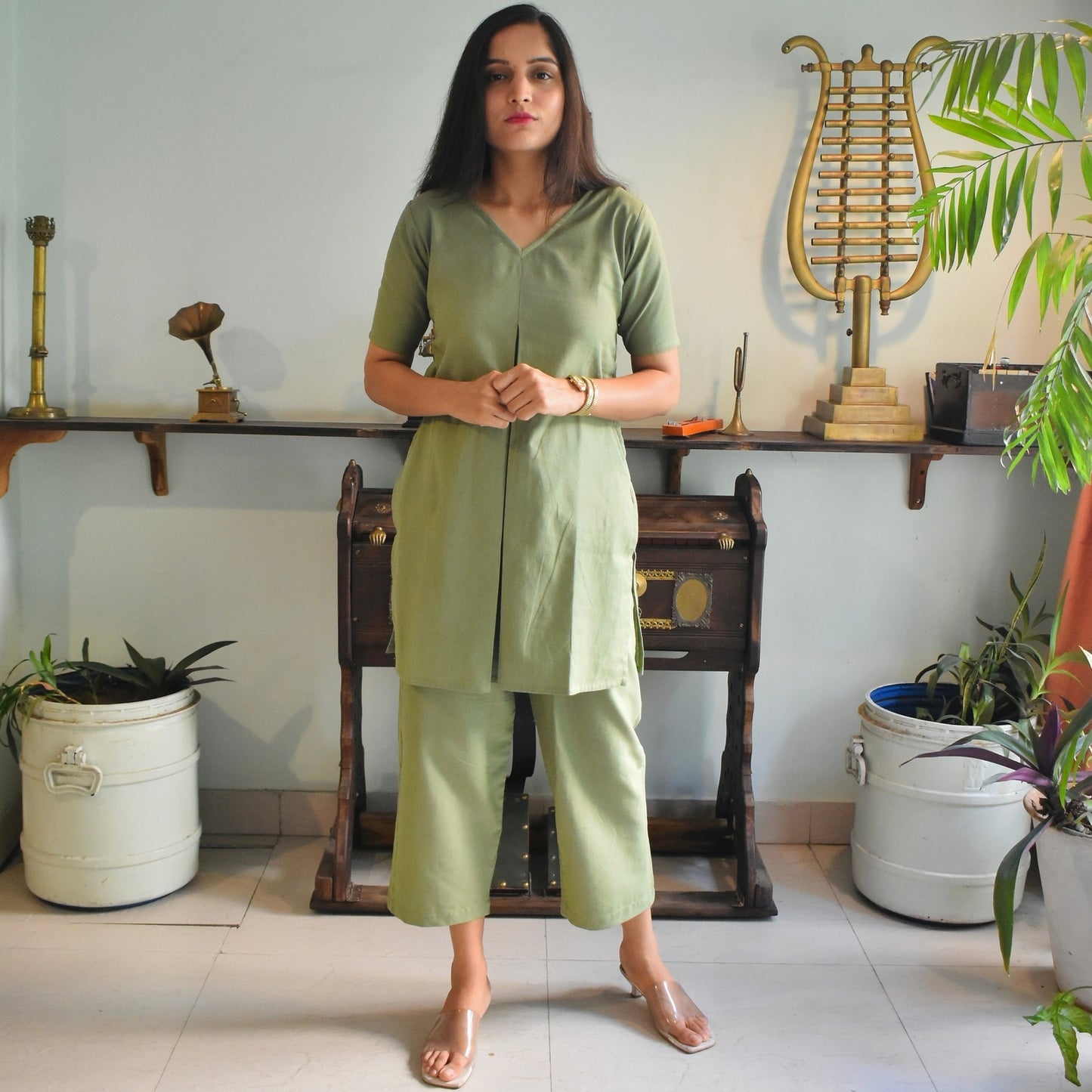 Olive Organic Cotton Cord Set