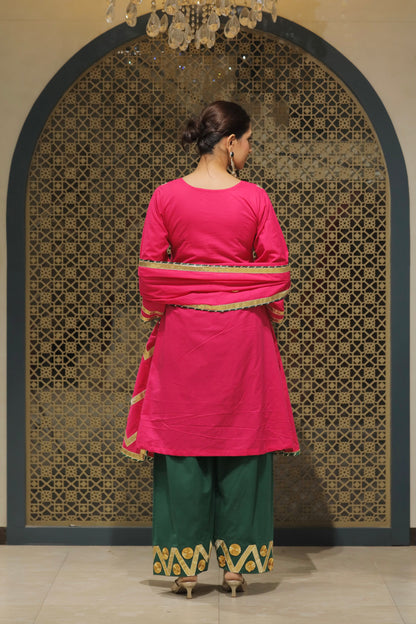 Pink Choga With Salwar Potli & Dupatta Suit Set