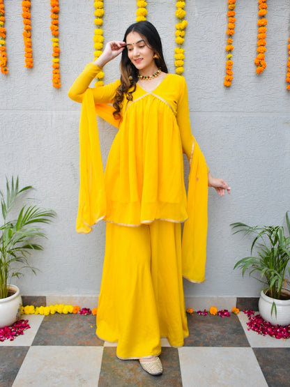Bright Yellow Georgette Suit Set