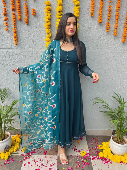 Turquoise Georgette Suit Set