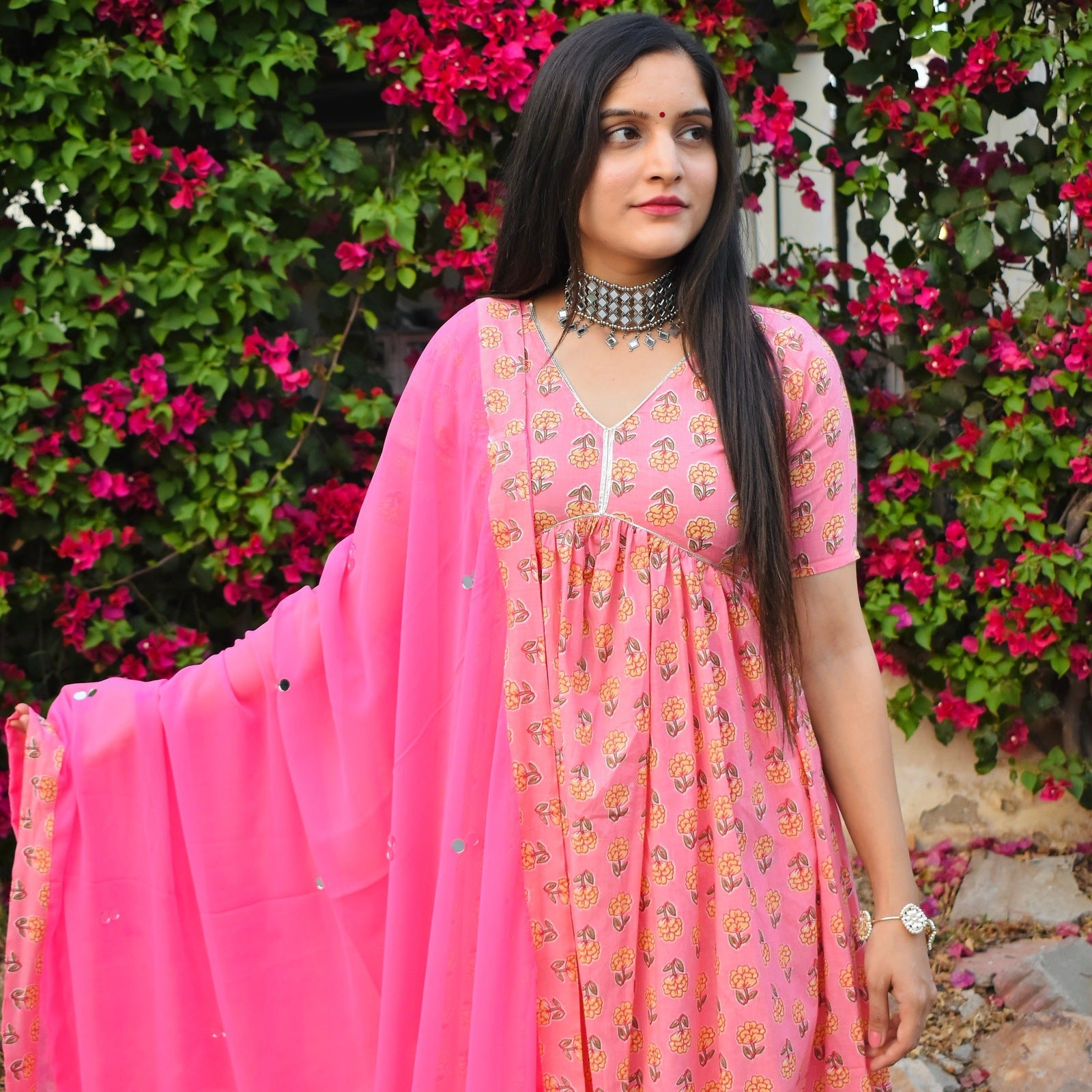 Pink Butti Block Suit Set
