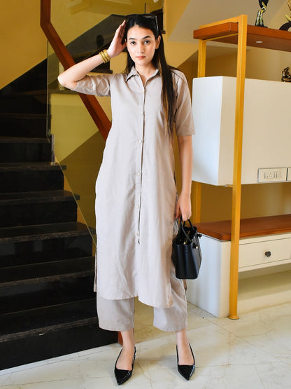 Grey Organic Cotton Kurta Set