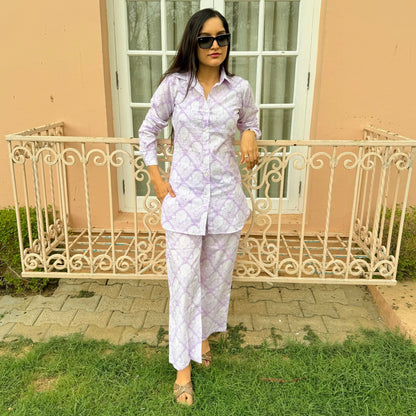 Lilac Printed Cord Set