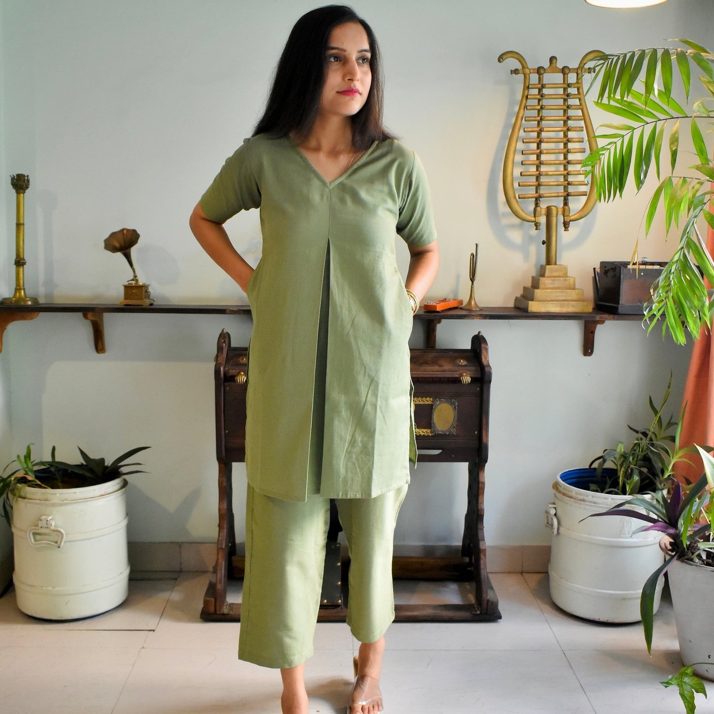 Olive Organic Cotton Cord Set