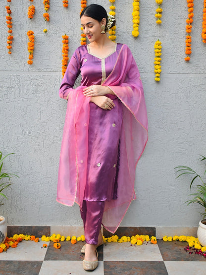 Purple Handwork Suit Set