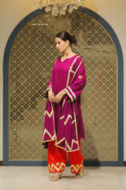 Jamuni Choga With salwar & Dupatta Suit Set