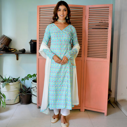 Sky Bhandej Tasseled Suit Set
