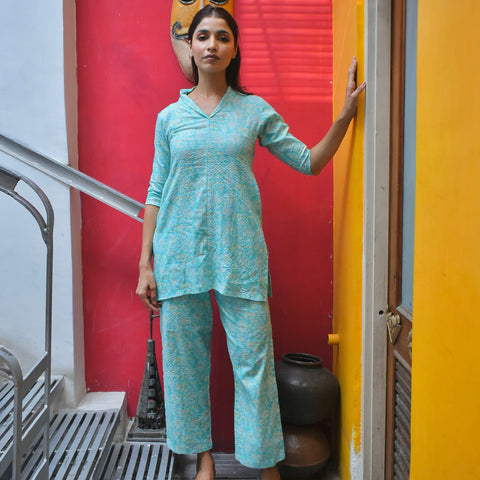 Sky Kantha Cotton Cord Set