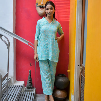 Sky Kantha Cotton Cord Set