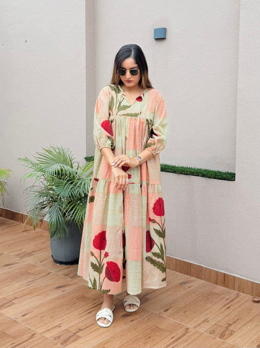 Rose Checked Dress