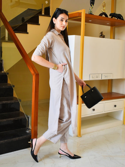 Grey Organic Cotton Kurta Set