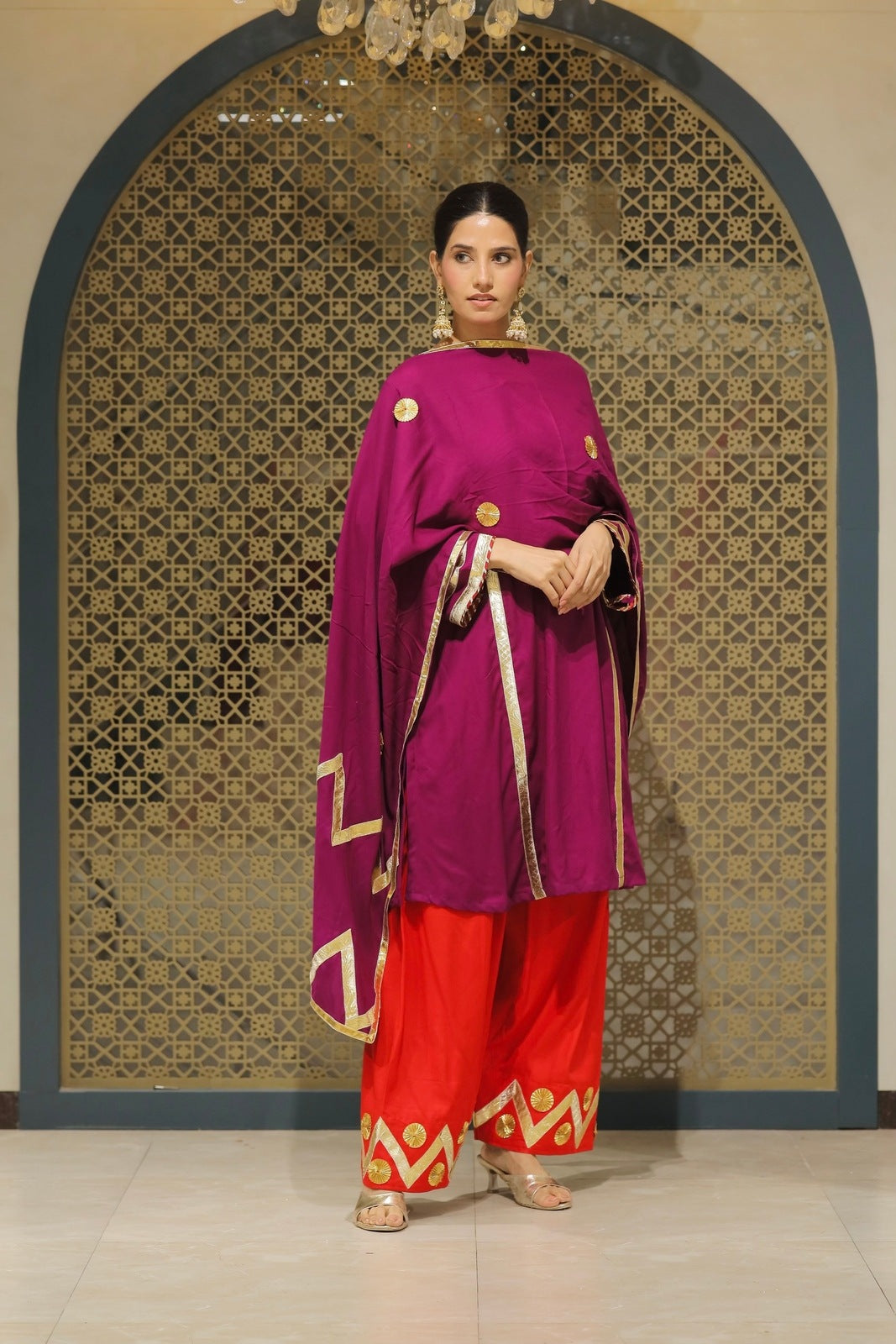 Jamuni Choga With salwar & Dupatta Suit Set