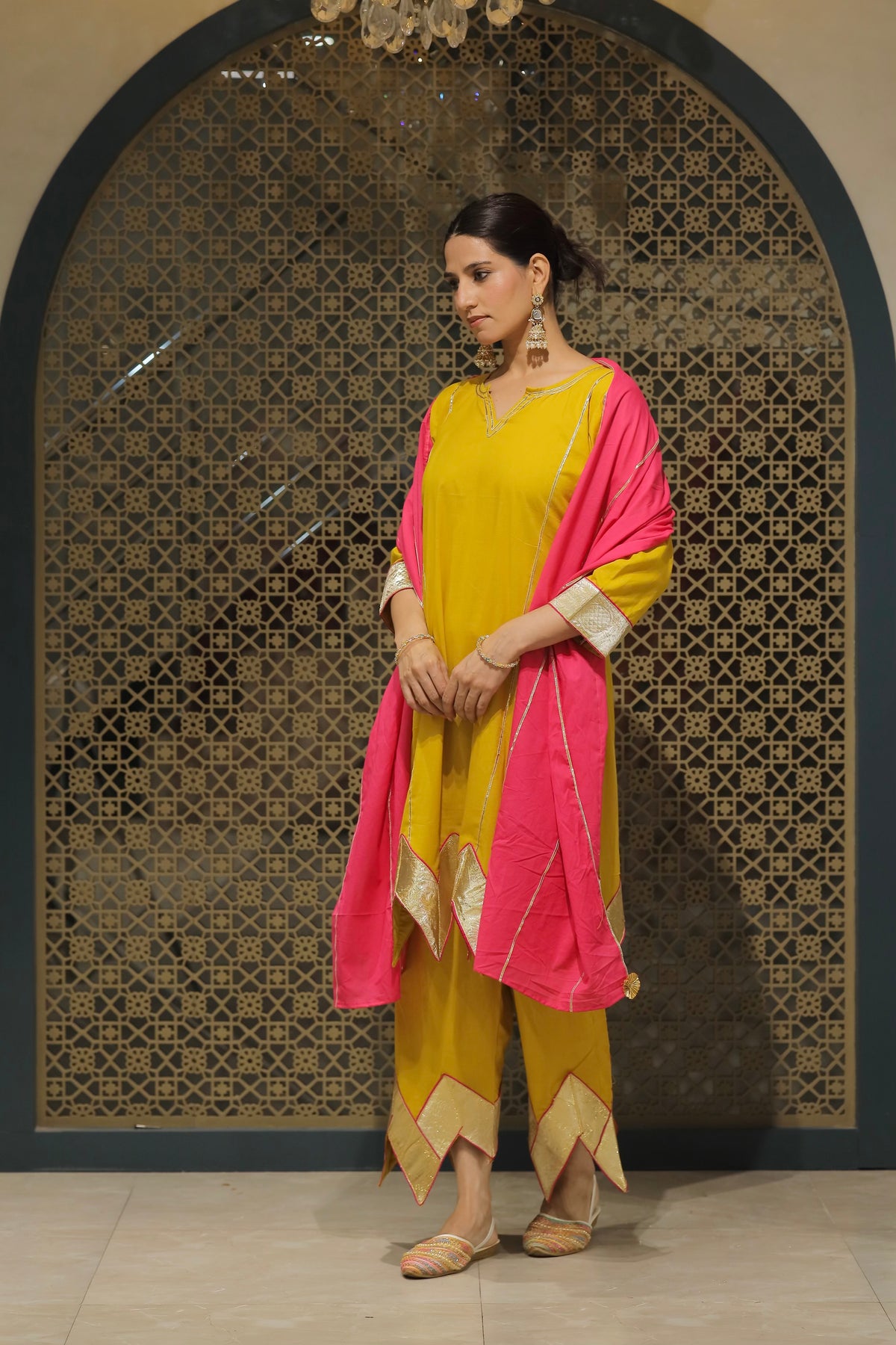 Yellow Choga With Salwar & Dupatta Suit Set