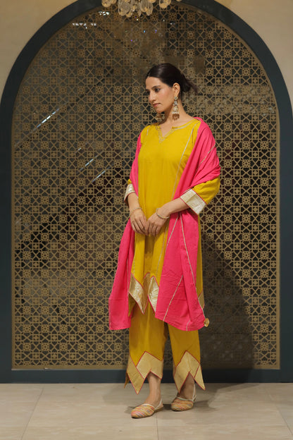 Yellow Choga With Salwar & Dupatta Suit Set