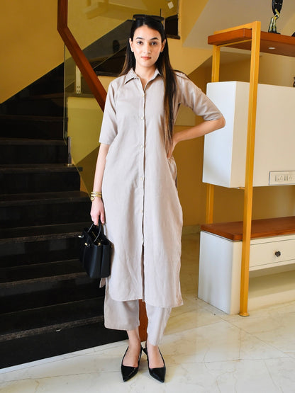 Grey Organic Cotton Kurta Set