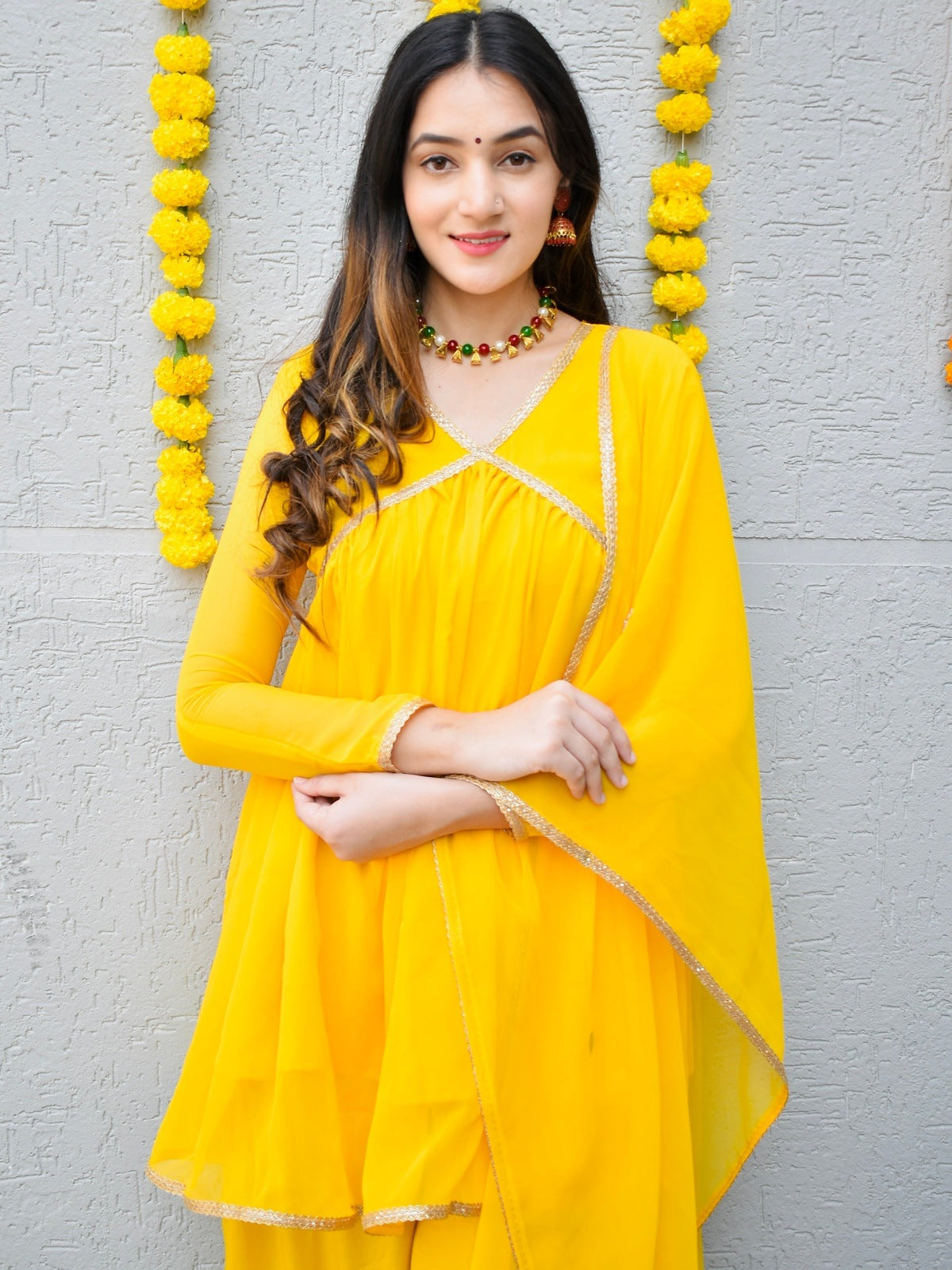 Bright Yellow Georgette Suit Set