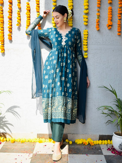 Pine Crinkle Gold Foil Suit Set